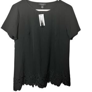 Grace the Perfect Fit Womens Short Sleeve Professional Office Black Blouse Sz S